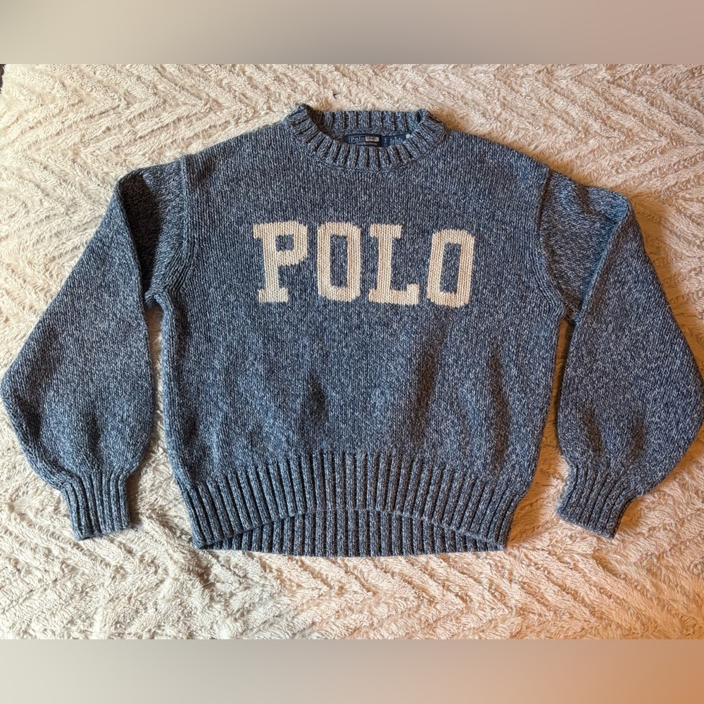Polo by Ralph Lauren Blue and White Sweater